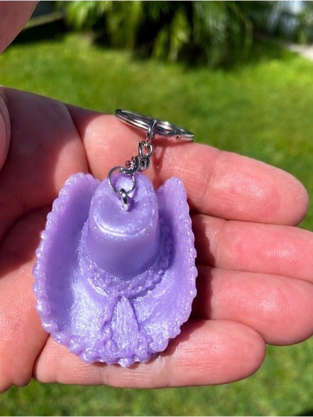 Lavender Cowboy Hat Keychain - Purple Key & Card Holder Accessory